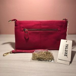 NWT Yaluxe pink leather versatile clutch/wristlet